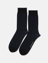 Load image into Gallery viewer, Democratique Solid Socks 3 Pack - Navy Dots/Navy Stripes/Black