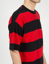 Load image into Gallery viewer, Calvin Klein Relaxed Block Stripe T-Shirt - Black/Racing Red
