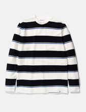 Load image into Gallery viewer, Norse Projects Johannes Textured Stripe Long Sleeve T-Shirt - Dark Navy Blue
